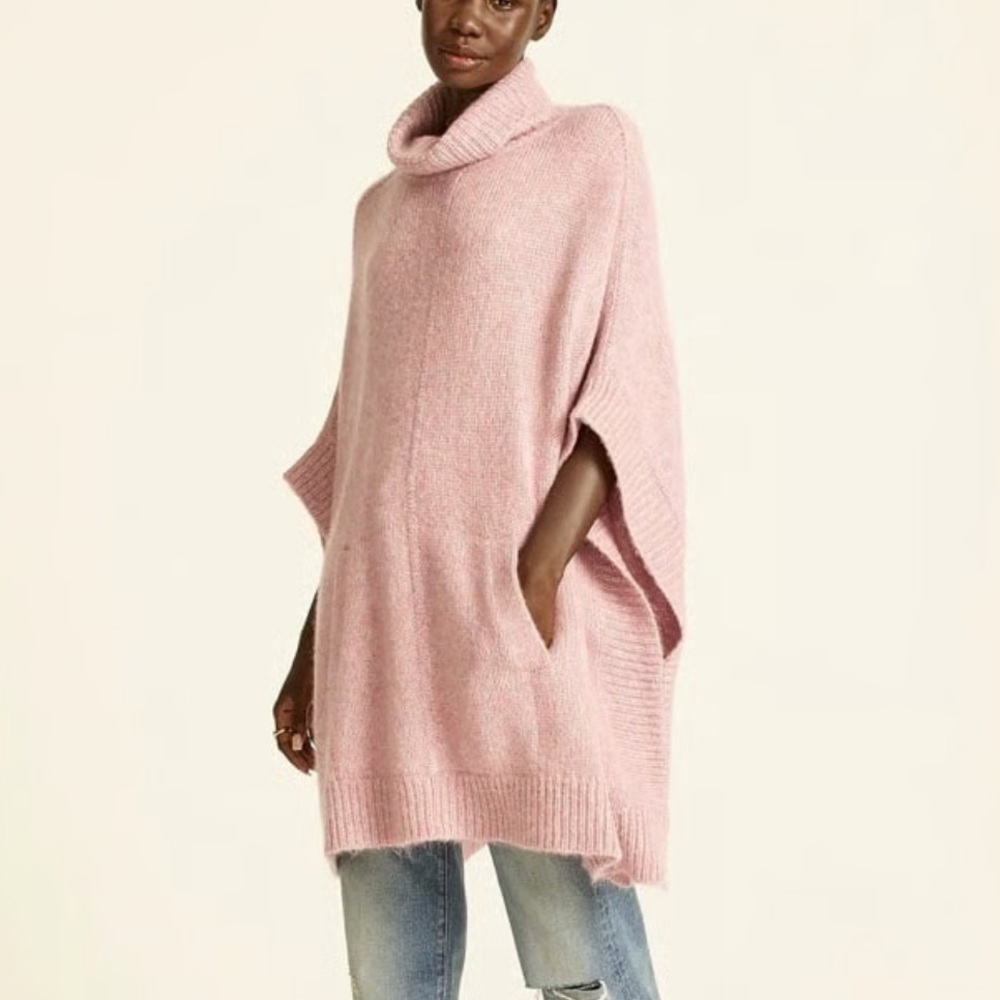 J. Crew Relaxed Turtleneck Poncho Heathered Wysteria